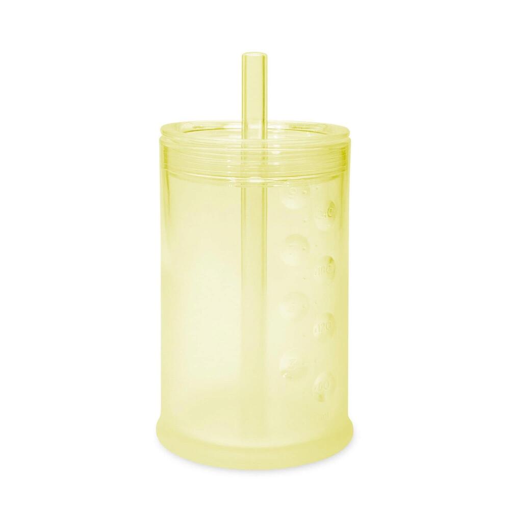 Olababy Clear View Silicone Training Cup w/ Straw Lid | Toddler Sippy 9oz Lemon